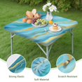 thumbnail image 4 of Blue and Gold Marble Shimmer Streaks Pattern Square Fitted Tablecloth with Elastic Edge,Square Table Cover,Washable Elastic Table Cover for Home Kitchen Party Decor 36"x36", 4 of 6