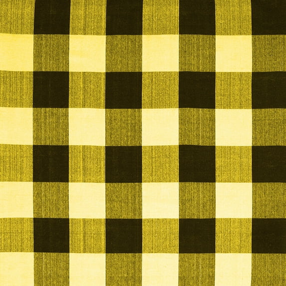 Ahgly Company Indoor Square Checkered Yellow Modern Area Rugs, 7' Square
