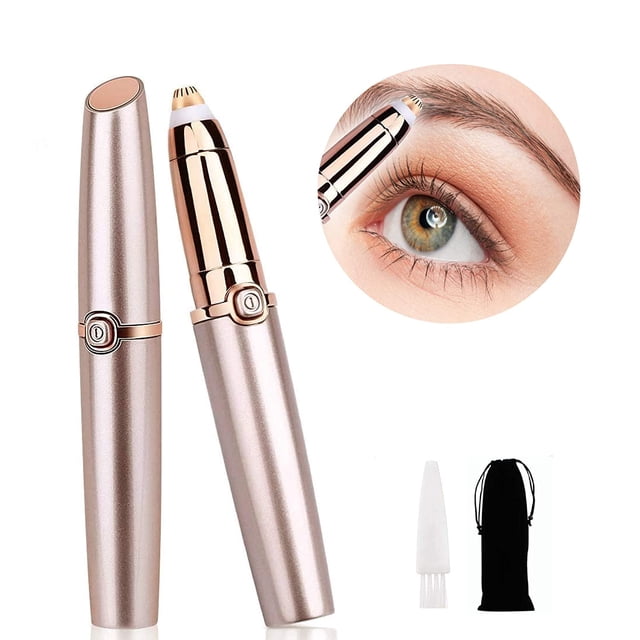 Eyebrow Hair Remover, Painless-Precision Eyebrow Trimmer for Women, Portable Eyebrow Hair Removal Razor Tool with Light - Rose Gold