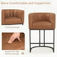 thumbnail image 4 of Dycanpo 26'' Counter Height Bar Stools Set of 3 with Backrest and Arms,Faux leather (Brown-Black), 4 of 8