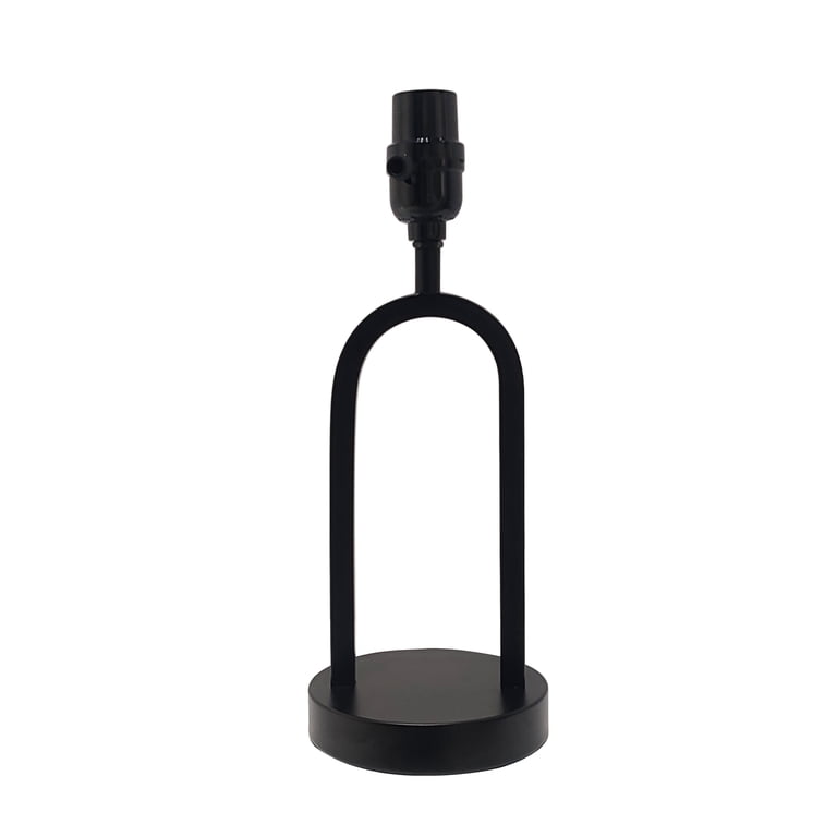 Mainstays Modern Black Metal Arch Table Lamp with White Fabric