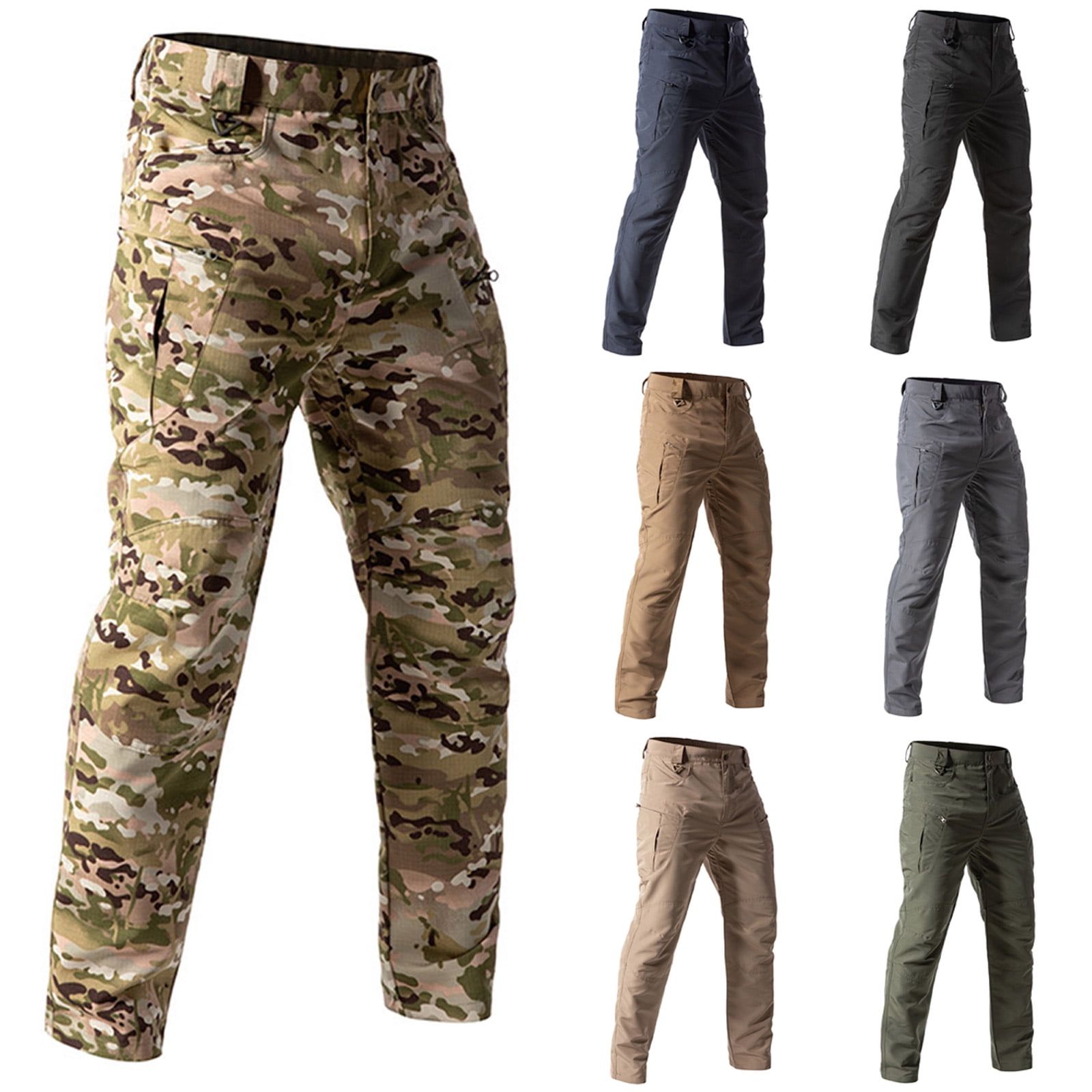Black Cargo Pants Navy Blue Uniform Pants Tactical Cargo Pants for Men Outdoor Waterproof Quick Dry Hiking Pants Baggy Ripstop Work Multi Pocket Overalls Pant