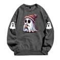 thumbnail image 5 of WEIWEN Halloween Sweatshirts for Women Cute Ghost Drinking Coffee Sweaters Pumpkin Printed Fall Outfits for Women Long Sleeve Shirts Women's Clothing Womens Tops Grey, XL, 5 of 5