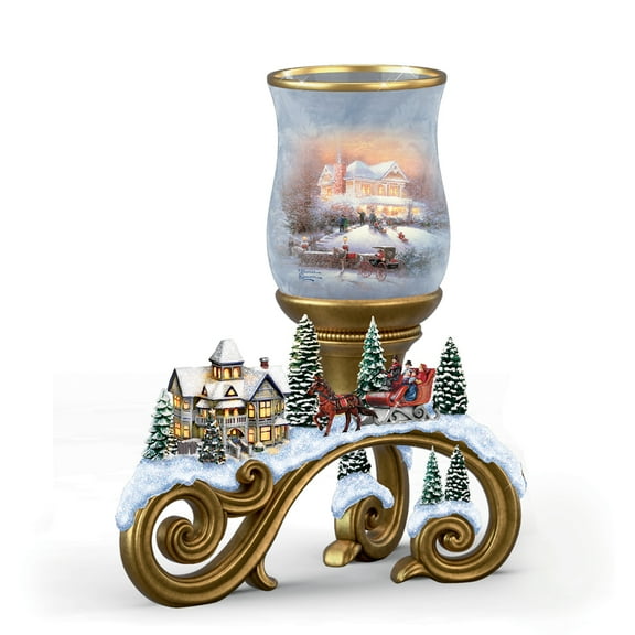 The Bradford Exchange Victorian Christmas II Issue #1 from Bright Holiday Memories Candleholder Collection Holiday Decoration by Thomas Kinkade 6.75-inches