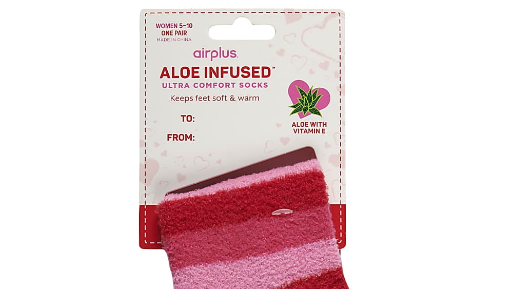 Airplus Aloe Infused Quarter Socks, Pink Stripes, Women's Medium 5-10