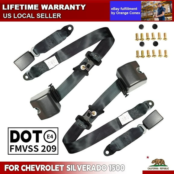 Celepoir 2 Set 3 Ponit PT Seat Belts For Chevrolet Silverado 1500 1999-2025 DOT FMVSS209 Safety Belt Adjustable Retractable Lap Pads