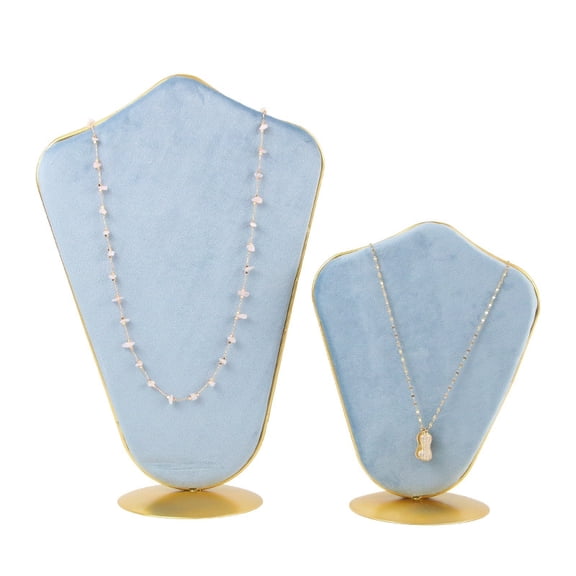 Velvet Bust Jewelry Display Rack Jewelry Stand For Hanging Necklaces Earrings Bracelets with Metal Base Light Sky Blue 11x21.5x32cm Velvet