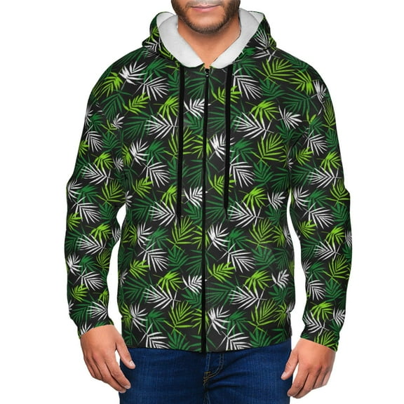 Zip Up Hoodies for Men - Tropical Leaves1 Long Sleeve Comfrt Men'S Fashion Hoodies & Sweatshirts, Jackets for Men Hoodies Pullover Clothing Clothes with Pouch