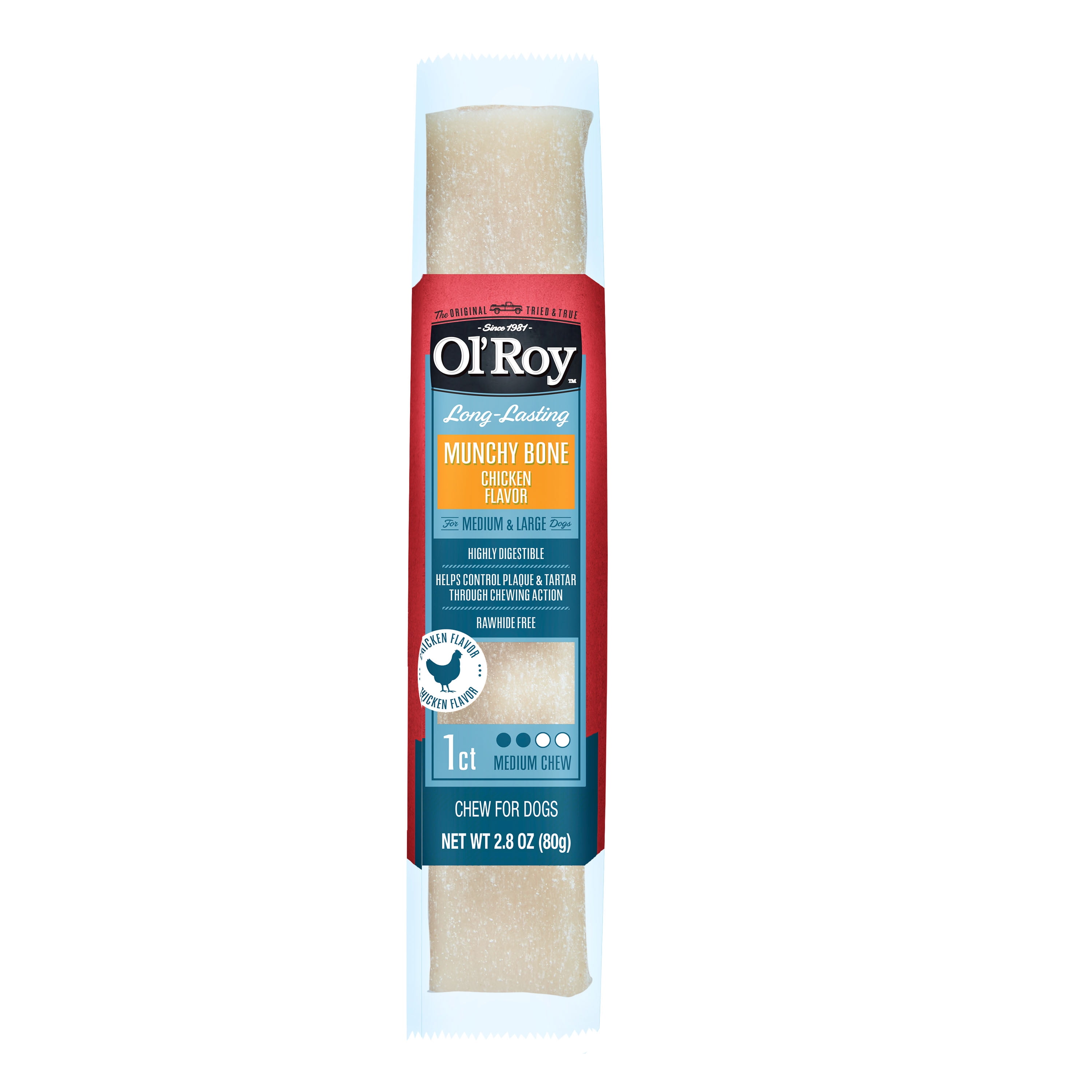 Ol' Roy Munchy Bone Dog Treats, Chicken, 2.8 oz, 1 Count