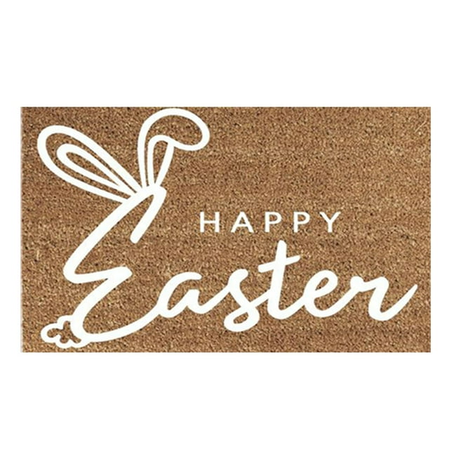 White Easter Front Door Mat Doormats Coir Entrance Washable Welcome Matt for Front Door Cute Spring Front Door Rug Front Door Mat for Entryway Front Door Patio Porch, Indoor Outdoor, 16x24 Inch