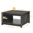 thumbnail image 6 of DWVO Square Coffee Table with Storage Farmhouse Living Room Table with Barn Door, Dark Grey, 6 of 6