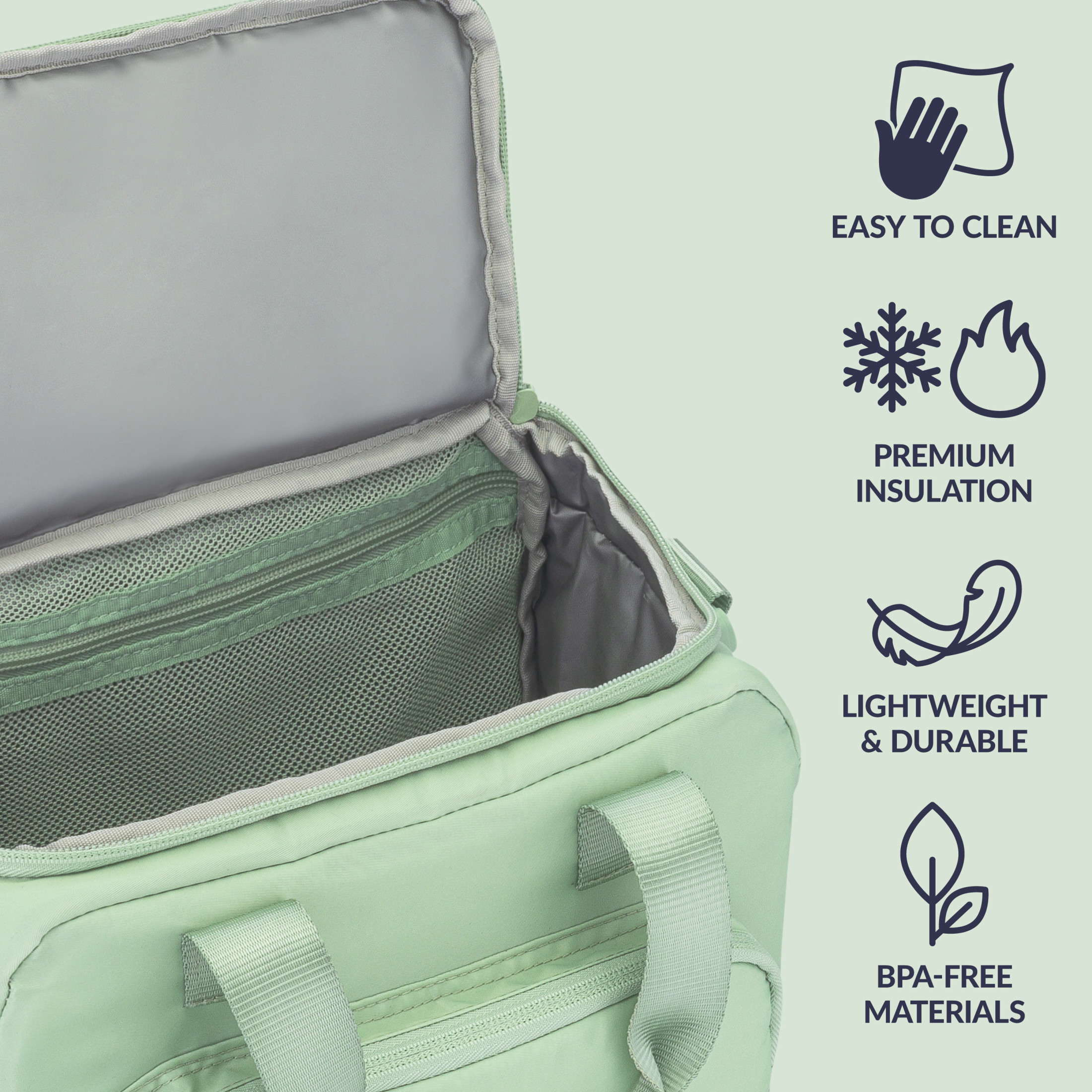 Bentgo Insulated Lunch Bag – Extra-Large Capacity Adult Lunch Bag with Shoulder Strap and External Storage Compartment, Durable, Lightweight, Ideal for Work, School, & Meals On the Go (Clay Green)