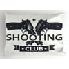 Vintage Pillow Sham Shooting Club Emblem Sign with Crossed Guns Pistols Grunge Background Hobby Theme, Decorative Standard Queen Size Printed Pillowcase, 30 X 20 Inches, Cream Black, by Ambesonne