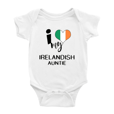 

I Heart My Irelandish Auntie Ireland Love Flag Baby Clothes (White 18-24 Months)