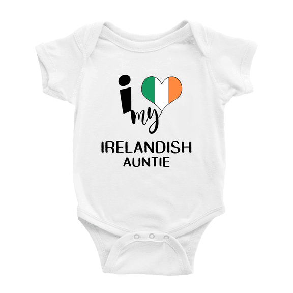 I Heart My Irelandish Auntie Ireland Love Flag Baby Clothes (White, 18-24 Months)