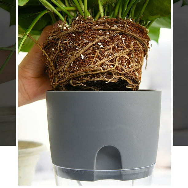 Pot de fleurs en plastique d'intérieur, 15.3 / 10.5 / 8.2cm auto - arrosage  pot de fleurs