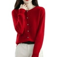 thumbnail image 4 of Stichou 2026 Wool Sweaters Women's Winter Spring Warm Soft Knitted Crew Neck Cardigan Turtleneck Long Sleeves Wine L, 4 of 6