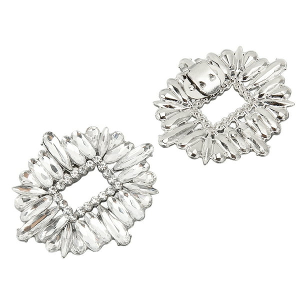 VOSAREA 1paire Clips De Chaussure Cristal Argenté Boucle à Décorer Pour Mariage Et Événements Spéciaux Style