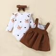 thumbnail image 3 of WIBACKER Baby Girls 3Pcs Cute Fox Outfits Long Sleeve Romper Tops Suspender Skirts Newborn Clothes, 3 of 9
