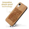thumbnail image 3 of Case Yard Wooden Case Outside Soft TPU Silicone, Slim Fit Shockproof Wood Protective Phone Cover for Girls Boys Men and Women, Supports Wireless Charging Great Owl Design case for iPhone-XR, 3 of 7