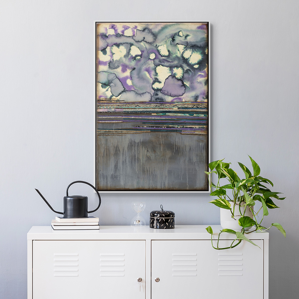 Fireworks Framed Premium Gallery Wrapped Canvas - Ready to Hang - 17 x 25 - White Floating Frame