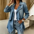 thumbnail image 4 of Xinoom Women Long Sleeve Lapel Waterfall Open Front Jacket, Asymmetric Draped Hem Lightweight Coat, Stitch Detail Casual Loose Fit For Daily Going‑Out Outerwear Blue,L, 4 of 6