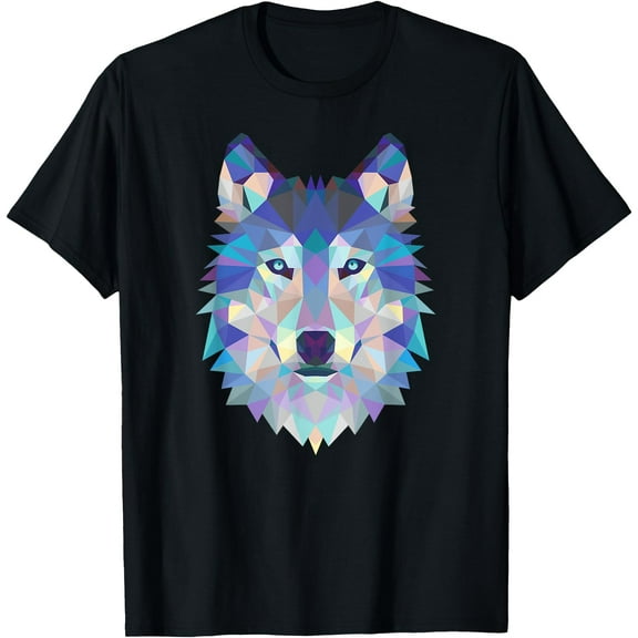 Cool Wolf Face Geometric Art Wildlife Animal Lovers Unisex T-Shirt for Men Women Kids Toddler