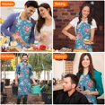 thumbnail image 4 of Pioneer Flower Floral Print Pattern Apron-Garden Aprons for Women with Pockets-Cotton Linen Waterproof Kitchen Cooking Gardening Aprons Adjustable for Kitchen,Cooking,BBQ and Salon 33x27 Inch, 4 of 7
