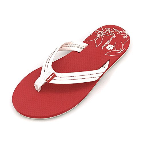 girls red flip flops