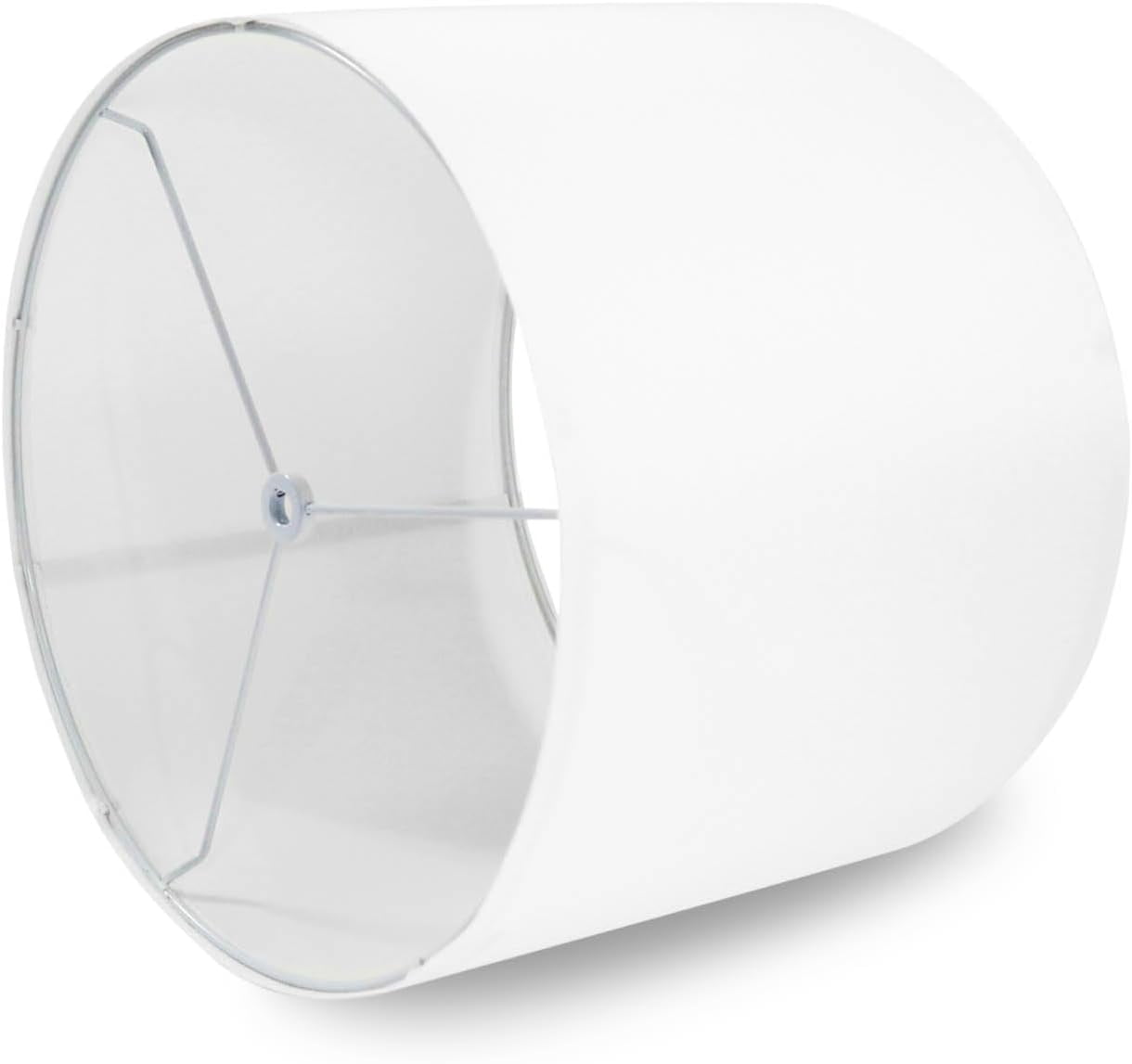 White Lamp Shades Set of 2, Medium Drum Lamp Shade 13"Top x 13"Bottom x 10"High(Spider), Lampshades Replacement for Table Lamps Floor Lamps, Natural Linen Hand Crafted, Easy Assembly Required