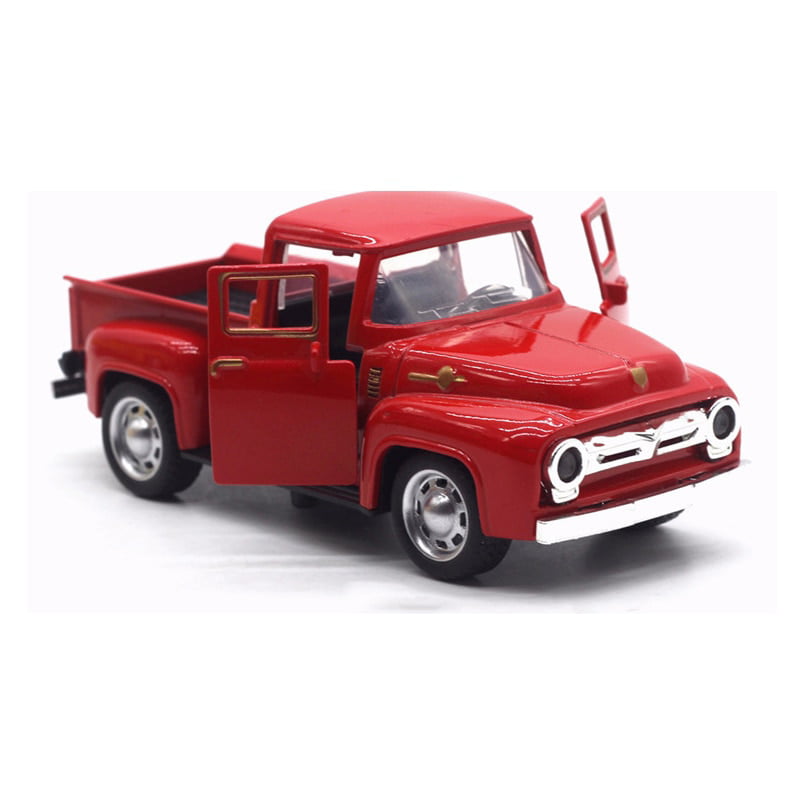Old Red Metal Truck Vehicle Car Model Kids Christmas Gifts Toy Table Top  K = 