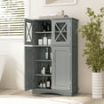 thumbnail image 4 of Costway Bathroom Storage Cabinet Linen Storage Cabinet with Doors and Adjustable Shelves Grey, 4 of 7
