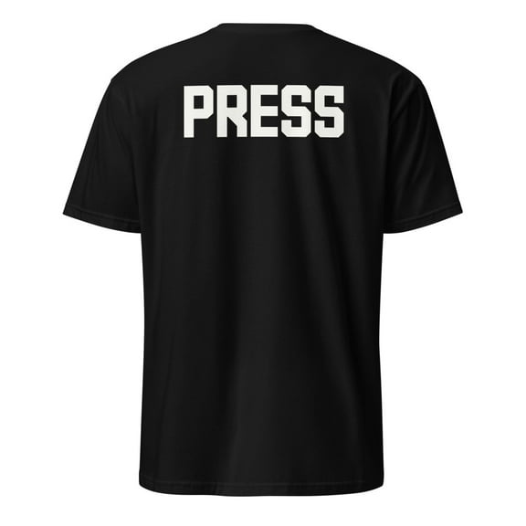 Press BACK PRINT Media Reporter Professional Identification T-Shirt (Black, S)