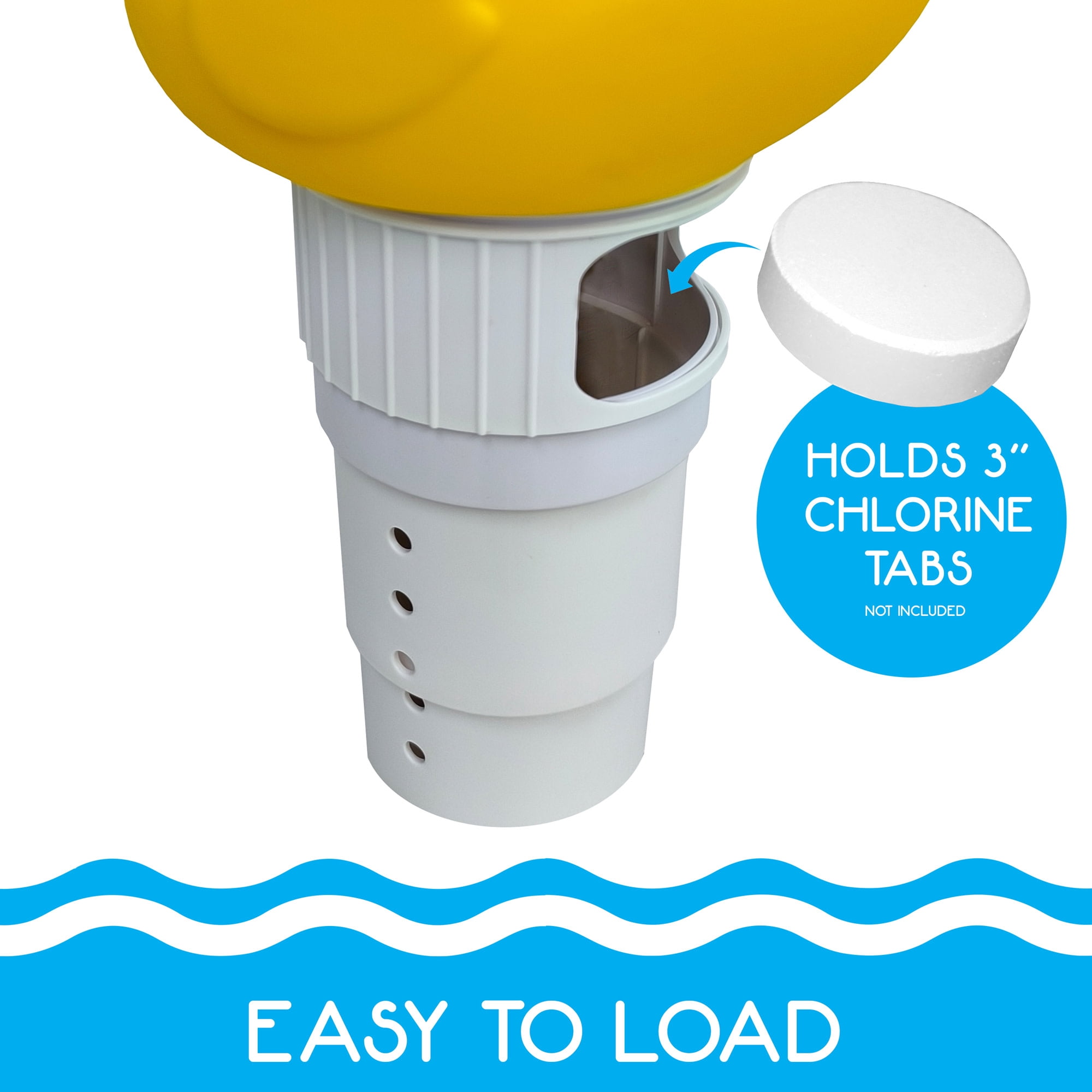 RIPPLE: Duck Pool Chlorinator - Large- Holds 6 Chlorine 3" Tabs, Flow Control For Small-Large Pools & Spas, Water Accessory, Floats-Tips When Empty