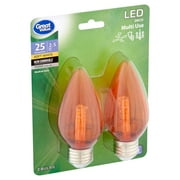Great Value LED Light Bulb 2.5 Watts Deco Red Color Soft White Medium Base, 2 Count
