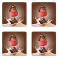 thumbnail image 1 of Fruit Coaster Set of 4, Strawberries Chocolate and Milk Design Drink Ingredients on Brown Ombre Background, Square Hardboard Gloss Coasters, Standard Size, Multicolor, by Ambesonne, 1 of 2