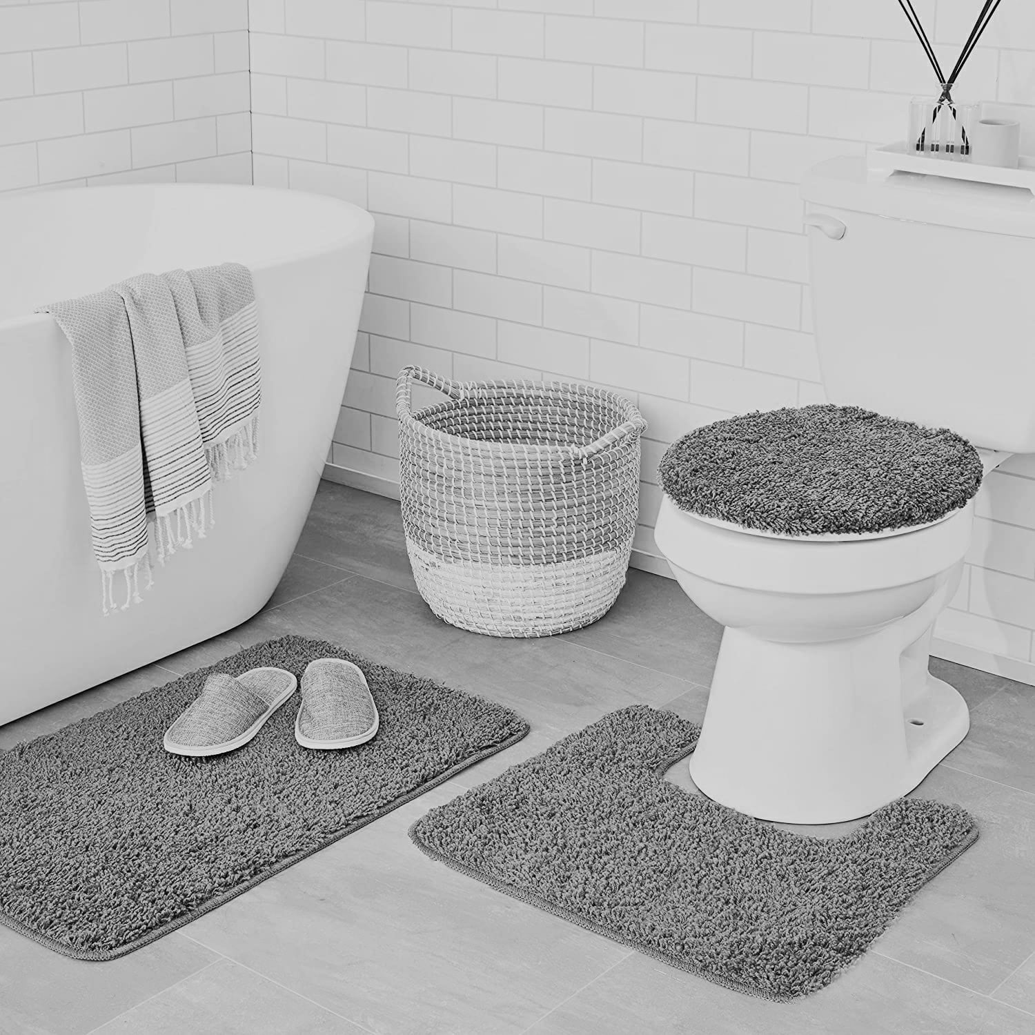 3PC ELITE BATHMAT SET GRAY