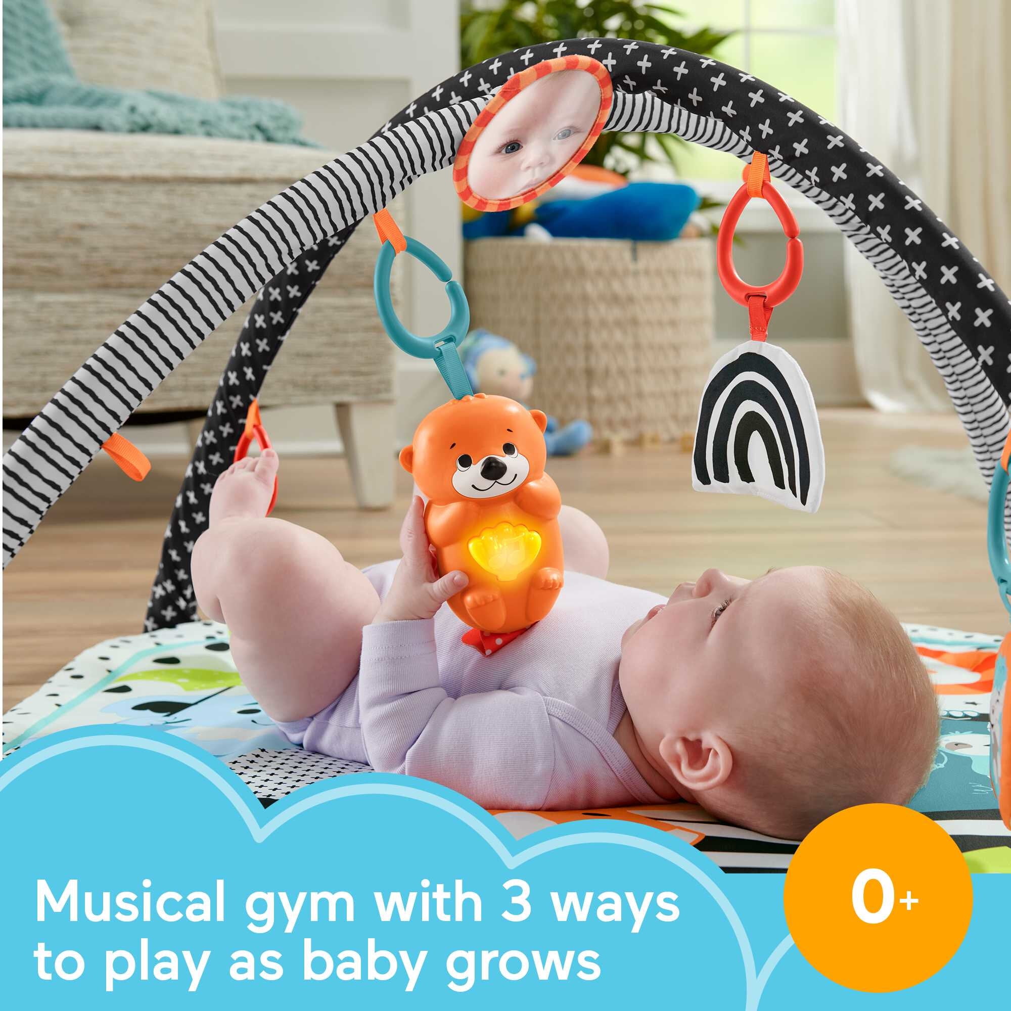 Fisher-Price 3-in-1 Baby Gym Playmat with Sensory Toys Lights and Sounds, Music Glow and Grow Gym - 2