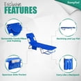 thumbnail image 4 of Sunnyfeel Outdoor Folding Beach Chaise Lounge Chair Adjustable Recliner Lounge Sun Lounger Portable Folding Camping Chair, Blue, 4 of 8