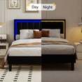 thumbnail image 6 of 4 Ever Queen Bed Frame with Upholstered Footboard, Sized Head Board, Platform Bedframe with Charging, LED Light, 6 of 7