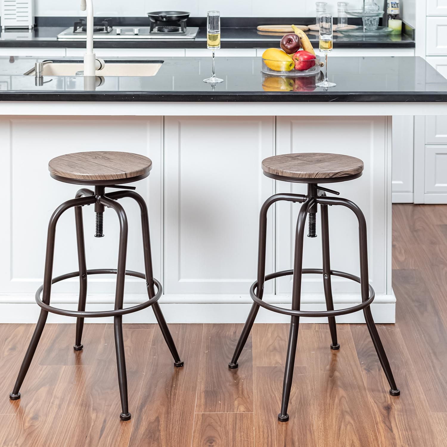 Homy Casa Set of 2 Pub Stools with Adjustable Height for Bar Tables and Home Kitchens
