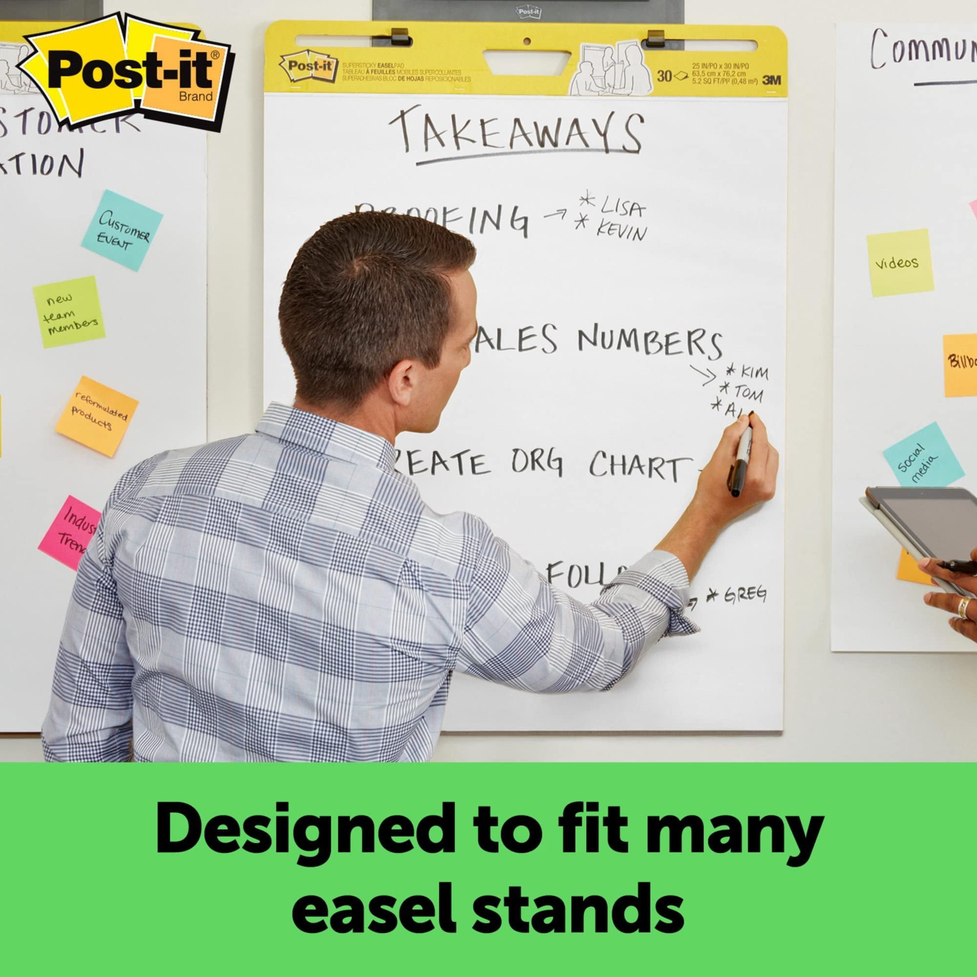 Post-it® Super Sticky Easel Pads, 25" x 30", 8 Pads, 30 Sheets/Pad, 30% Recycled, School Supplies for Classrooms, White
