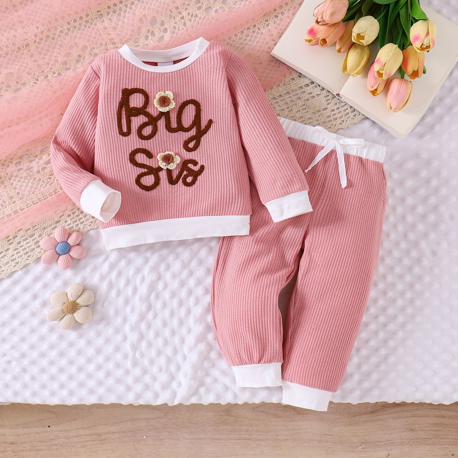 Zshosam Toddler Girl Clothes Girls Clothes Loose Fit Top and Wide-lege Pants Outfits Size 4T 5T,(Red 4-5 Years)