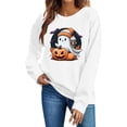 thumbnail image 6 of Gamivast Halloween Graphic Sweatshirts for Women Cute Ghost with Coffee and Pumpkin Print Long Sleeve Pullover Fall Tops Lightweight Comfortable Crewneck Casual Jumper White M, 6 of 6