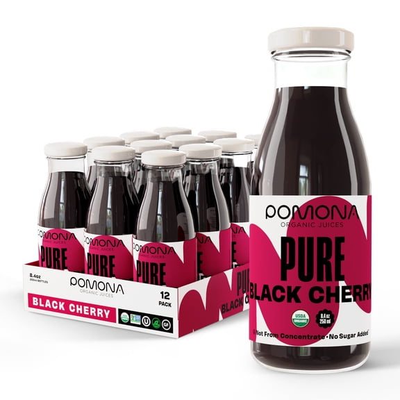 Pomona Organic Juices Black Cherry Juice, 8.4 Oz Bottle (Pack of 12)