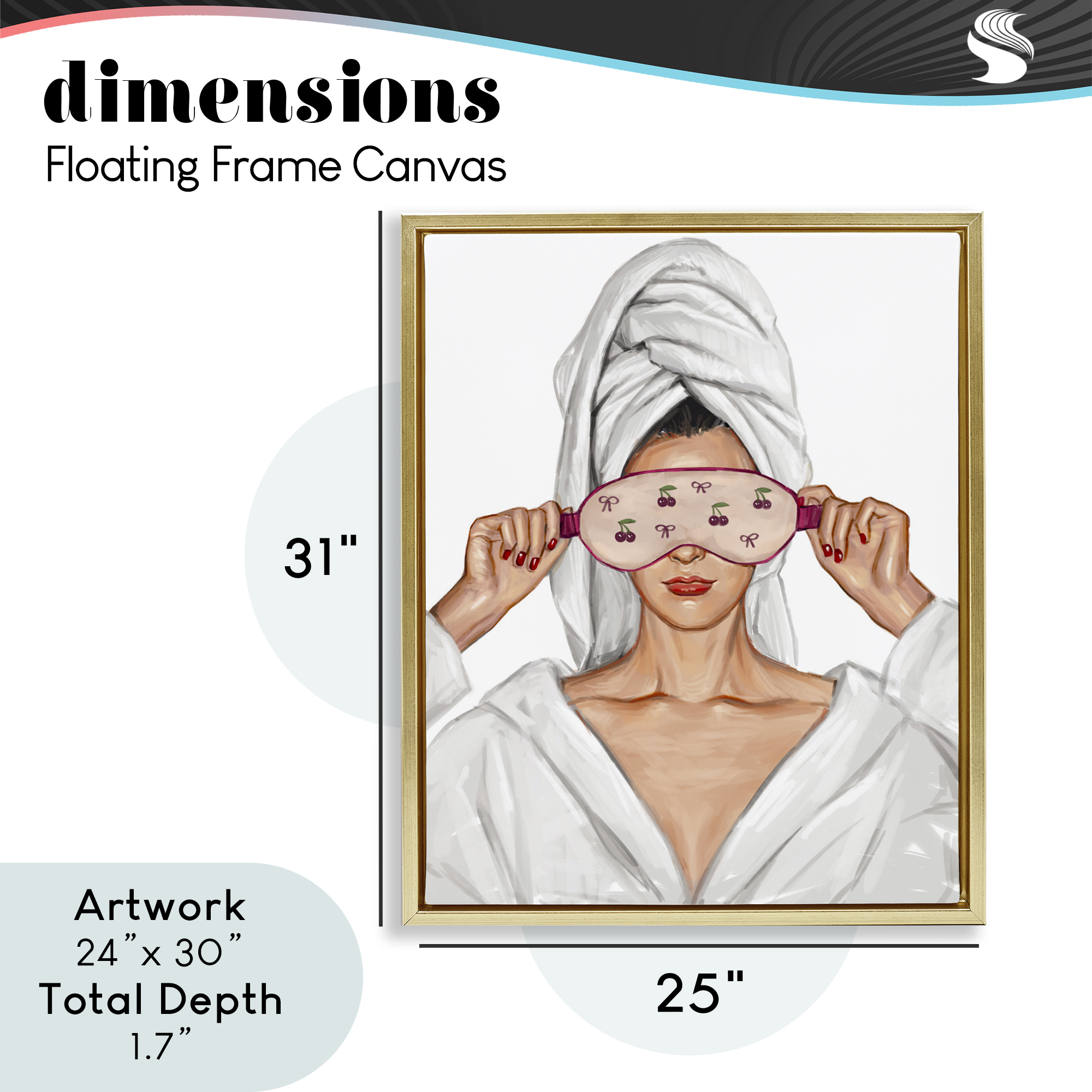 Cherry Eye Mask Fashionista Gold Framed Floater Canvas Wall Art, design by Ziwei Li