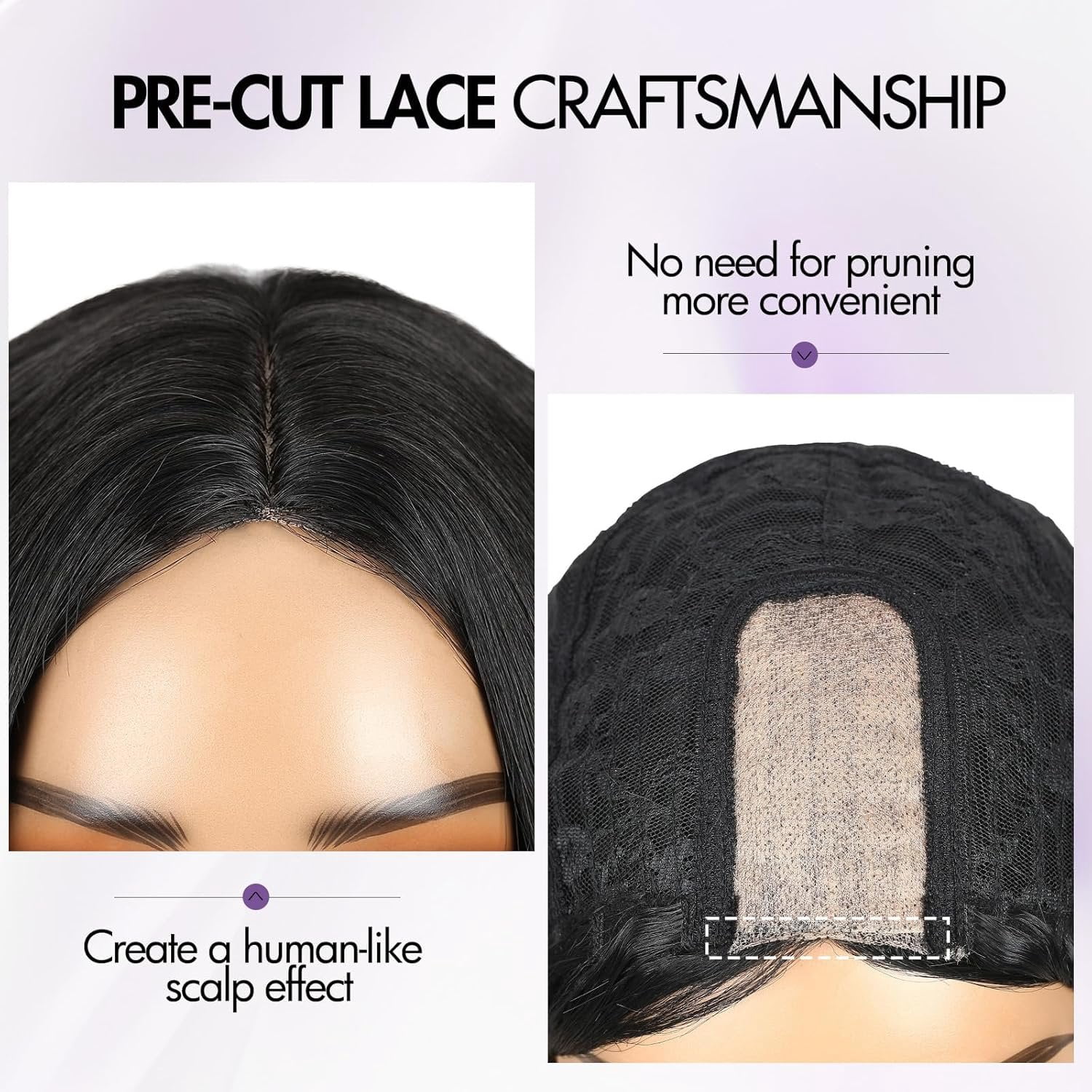 Long Black Wavy Wigs for Women Pre Cut Simulated Lace Wavy Wigs Curly Wig with Middle Part Synthetic 18 Inch  Looking Wig for Daily Party Use