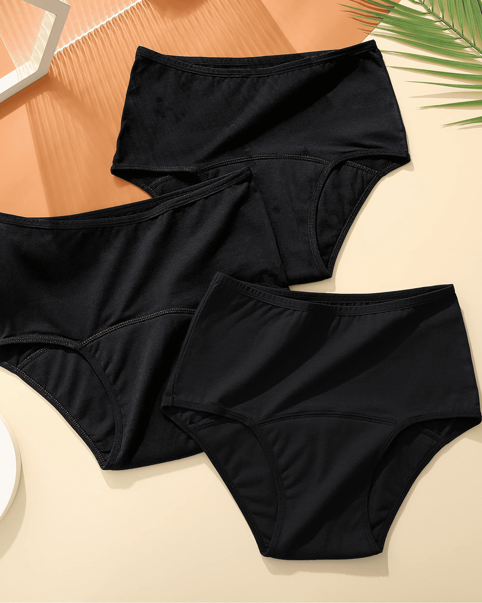 FINETOO 3Pack Period Underwear for Women High Waist Cotton Leakproof  Comfortable Panties High Rise Menstrual Brief S-XL 