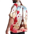 thumbnail image 3 of Eiffel Tower Valentine's Day Men's Casual Poplin Button Down Short Sleeve Hawaiian Beach Shirt, 3 of 6