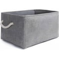 thumbnail image 1 of Caja de almacenamiento plegable (36 x 26 x 16 cm), lona gruesa con asas de cuerda (lavable, gris), 1 of 5